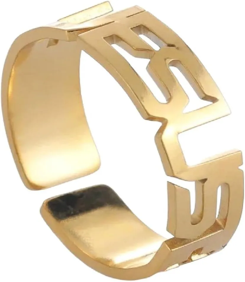 New 2025 Unisex Jesus Cross Love Stainless Steel Open Ring Women's Faith Christian Guardian Fashion Party Gift Jewelry Decoration Luxury With You Accessories Trendy Best For Women And Men