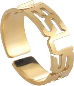 New 2025 Unisex Jesus Cross Love Stainless Steel Open Ring Women's Faith Christian Guardian Fashion Party Gift Jewelry Decoration Luxury With You Accessories Trendy Best For Women And Men