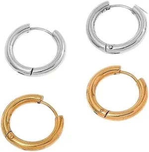 New 2025 Unisex Punk Rock Helix Cartilage Ear Cuff With Long Chain Hoop Earrings Set For Women Tiny Piercing Earring Jewelry Findings Fashion Trendy Accessories Creative Gift For Women And Men