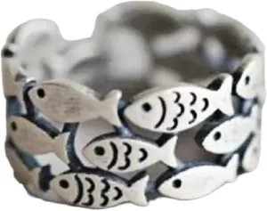 New 2025 Unisex Silver Color Handmade Rings for Women Wedding Couple Creative Design Cute Fishs Jewelry Adjustable Decoration Luxury with You Accessories Trendy for Women and Men