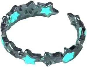 New 2025 Unisex Trendy Glow In Dark Luminous Star Ring Silver Open Hollow Out Pentagram Light Adjustable Jewelry Findings Fashion Accessories Creative Gift For Women And Men