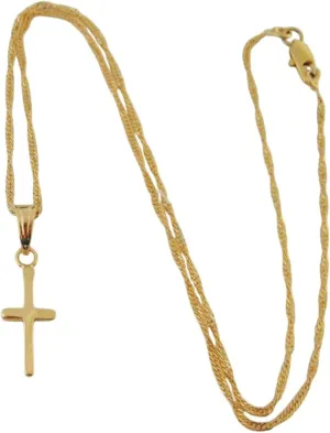 New 2025 Unisex Yellow Gold Color 45Cm Water Wave Necklace Plain Surface Jesus Cross God Pendant Decoration Jewelry Luxury With For You Accessories Trendy Creative For Women And Men