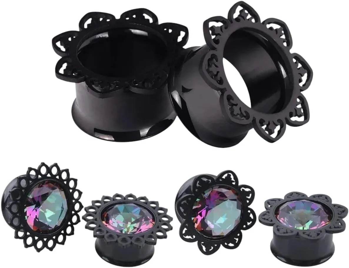 New 2026 Arrive 1 Pair Surgical Stainless Gauge Earrings Black Ear Plug Tunnel Piercing Body Jewelry Single Flared Expander Fashion Trendy Accessories Creative Gift