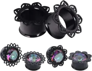 New 2026 Arrive 1 Pair Surgical Stainless Gauge Earrings Black Ear Plug Tunnel Piercing Body Jewelry Single Flared Expander Fashion Trendy Accessories Creative Gift
