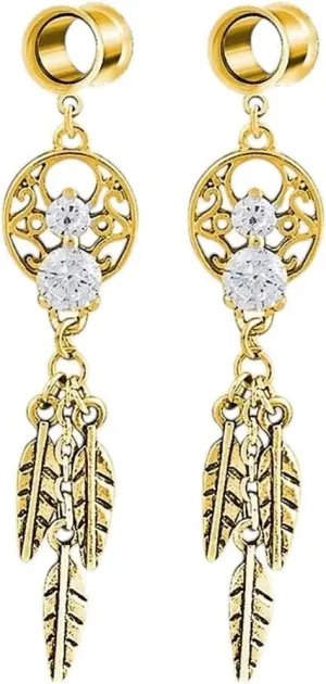 New 2026 Arrive 2Pcs 6-25Mm Stainless Feather Dangle Ear Plugs Tunnel Drop Tassel Piercing De Orelha Alargador Jewelry Fashion Trendy Accessories Creative Gift