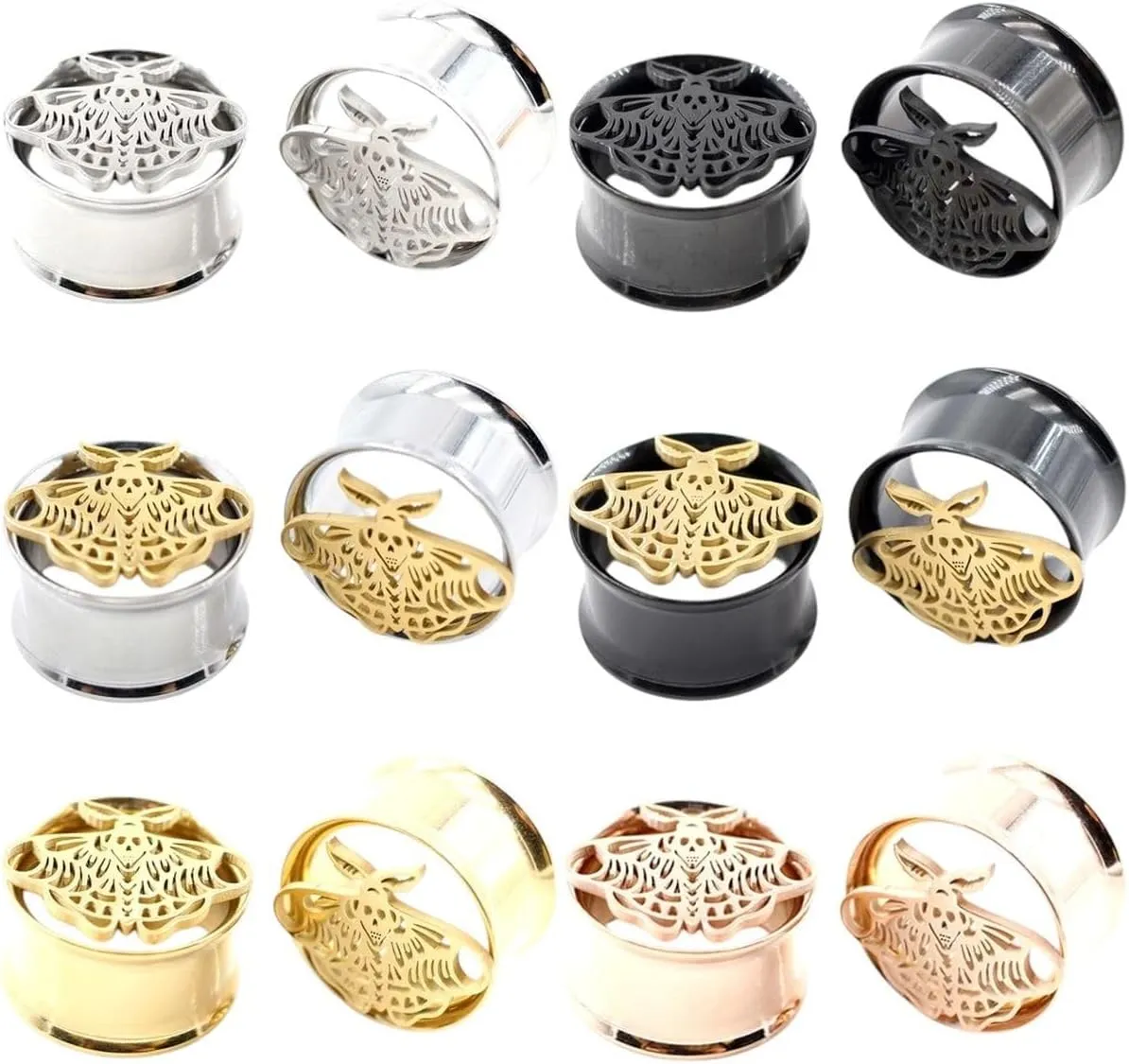 New 2026 Arrive 2Pcs 8-25Mm Stainless Steel Butterfly Round Ear Tunnels Plugs Expanders Stretcher Gauges Earrings Piercing Body Jewelry Fashion Trendy Accessories Creative Gift For Women And Men