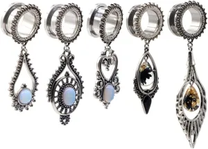 New 2026 Arrive 2Pcs Ear Tunnels Plugs Stainless Teardrop Dangle Stone Expander Piercing Body Jewelry Gift For Women 6Mm-30Mm Fashion Trendy Accessories Creative