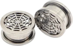 New 2026 Arrive 2Pcs Stainless Pulley Net Screw Ear Tunnels Plugs Stretcher Expander Earring Gauges Flared Body Piercing Jewelry Fashion Trendy Accessories Creative Gift
