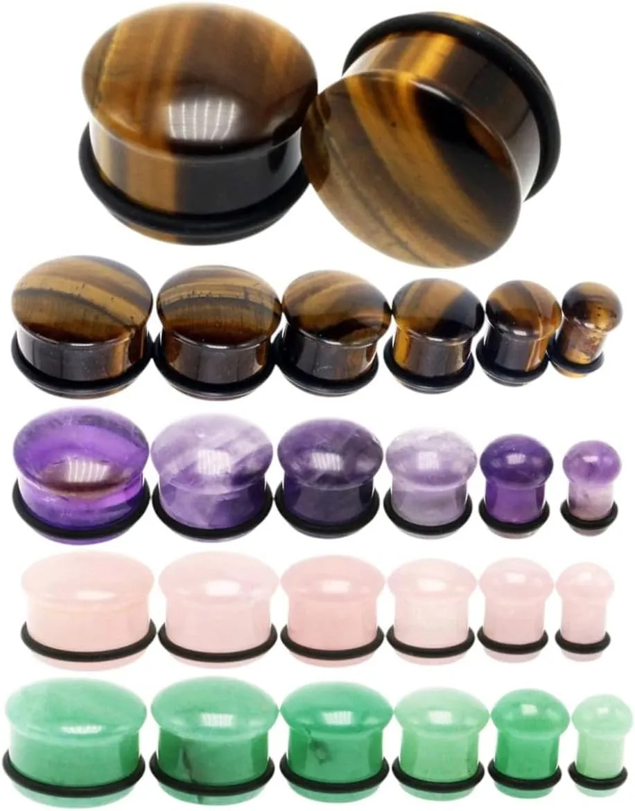 New 2026 Arrive 2Pcs/Lot Natural Stone Ear Plug And Tunnels Single Flared White Opal Earring Piercings Gauges Expander Body Jewelry Fashion Trendy Accessories Creative Gift