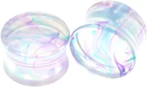 New 2026 Arrive Unisex 2Pcs Transparent Smog Acrylic Hollow Double Flared Ear Tunnels Plugs Expander Stretcher Gauges Piercing Body Jewelry Fashion Trendy Accessories Creative Gift For Women And Men