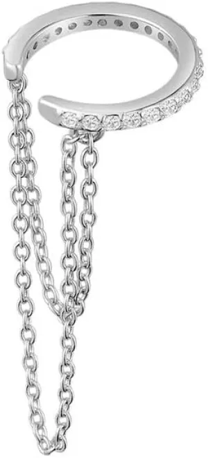 New 2026 Arrive Unisex 925 Sterling Silver Double Chain Earcuff Punk Cuff Luxury Earring No Piercing Clips Fine Jewelry Findings Fashion Trendy Accessories Creative Gift For Women And Men