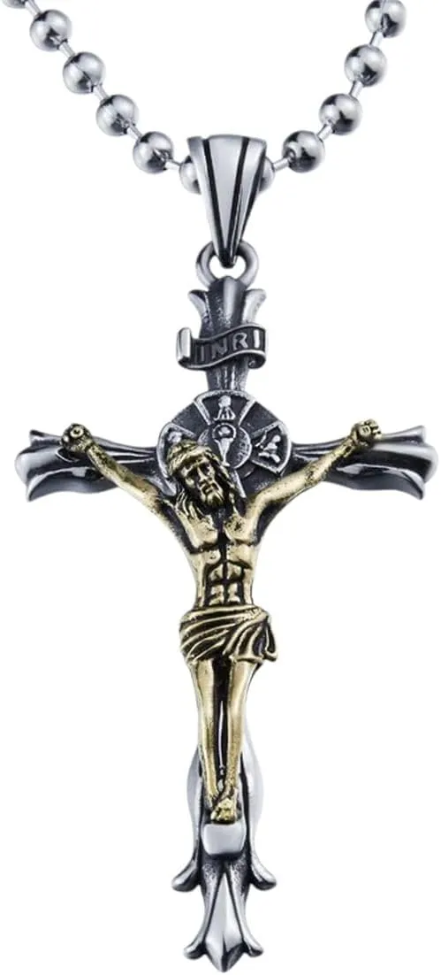 New 2026 Arrive Unisex Gift Fashion 316L Stainless Steel Jesus Cross Pendant Necklace Christian Hip Hop Rock Decoration Jewelry Luxury With For You Accessories Trendy Creative Best For Women And Men