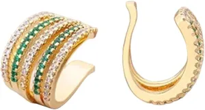 New 2026 Arrive Unisex Gift Fashion Charm Copper Cz Multi-Layer Ear Cuff Clip Earrings Female Trendy Crystal Stackable Earcuffs No Pierced Jewelry Luxury With You Accessories Best For Women And Men