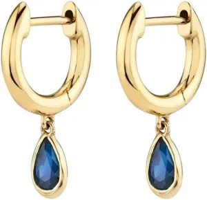New 2026 Arrive Unisex Gold Color Hoop Earrings For Women Blue Zircon Ear Cuffs Hwaterdrop Drop Fashion Jewelry Findings Trendy Accessories Creative Gift For Women And Men