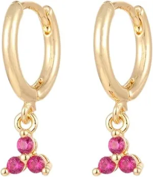 New 2026 Arrive Unisex Gold Color Hoop Earrings For Women Red Zircon Ear Cuffs Drop Dangle Set Fashion Jewelry Trendy Accessories Creative Gift For Women And Men