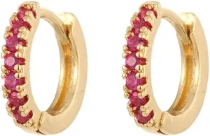 New 2026 Arrive Unisex Gold Color Hoop Earrings For Women Red Zircon Ear Cuffs Drop Dangle Set Fashion Jewelry Trendy Accessories Creative Gift For Women And Men