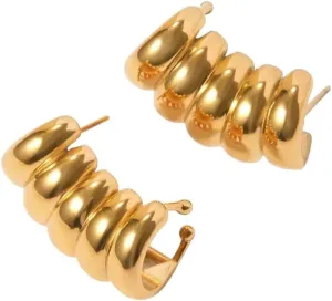 New 2026 Arrive Unisex Vintage Multilayer Chunky C-Shape Ear Cuff For Women Stainless Steel Gold Plated Geometry Waterproof Earring Jewelry Findings Fashion Trendy Accessories Creative Gift And Men