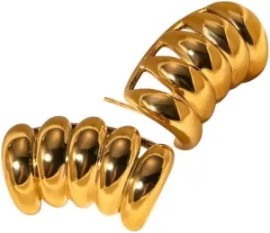 New 2026 Arrive Vintage Stainless Steel Gold Plated Multilayer Ear Cuff Climbing Long Earrings For Women Piercing Cartilage Earring Clips Jewelry Findings Fashion Trendy Accessories Gift And Men