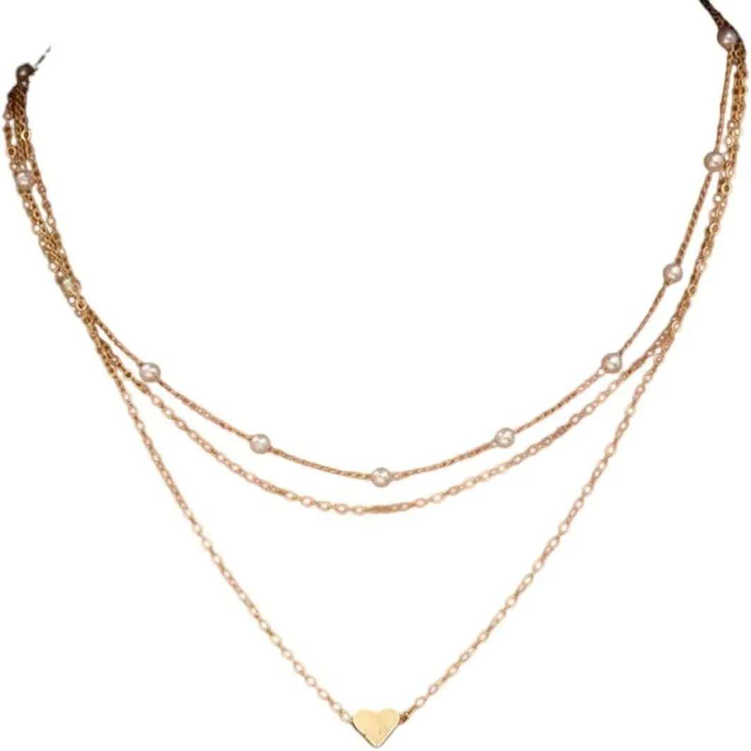 New 2026 Simple Imitation Pearl Choker Necklaces For Women Fashion Multilayer Chain Small Love Heart Pendant Necklace Jewelry Gifts Trendy Accessories Creative Gift For Women And Men