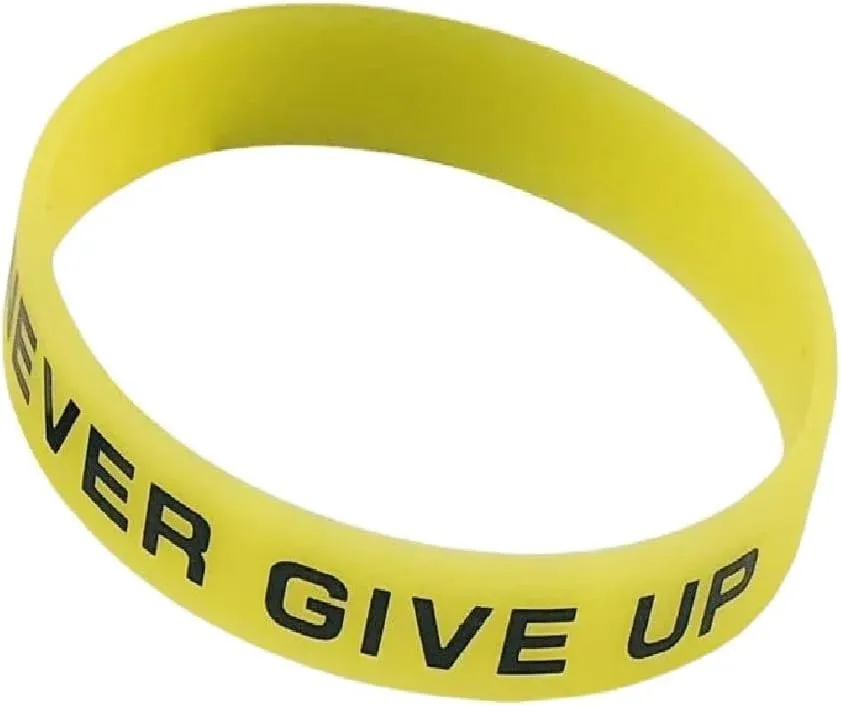 New 2026 Unisex 1Pcs Glow In The Dark Wristband Never Give Up Encouragement Rubber Band Silicone Bracelet Bangle Decoration Jewelry Luxury With For You Accessories Trendy Creative For Women And Men