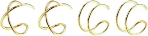 New 2026 Unisex 4 Pcs Stainless Steel Ear Cuff Criss Cross Double Lines Cuffs Non Piercing Helix Earcuff Cartilage Earring Jewelry Fashion Trendy Accessories Creative Gift For Women And Men