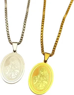 New 2026 Unisex Catholic Virgin Mary Jesus Pendant Necklace For Men Women Stainless Steel Gold Color Religious Amulet Chain Decoration Jewelry Luxury With You Accessories Trendy For Women And Men