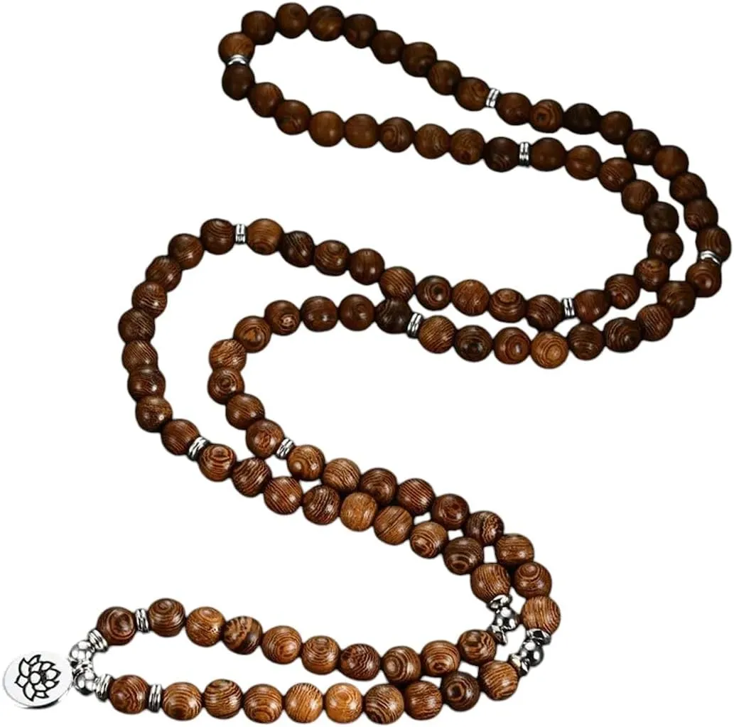 New 2026 Unisex Prayer Beads Bracelet 108 Tibetan Buddhist Rosary Charm Mala Meditation Flower Of Life Lucky Wenge Wooden For Women Men Decoration Jewelry Luxury Trendy For Women And Men
