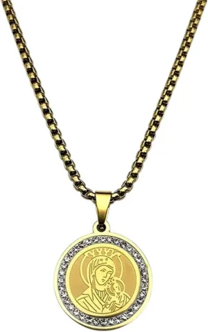 New 2026 Unisex Religious Virgin Mary Jesus Pendant Necklace For Men Women Rhinestone Stainless Steel Gold Color Amulet Chain Decoration Jewelry Luxury With You Accessories Trendy For Women And Men