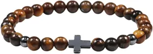 New 2026 Unisex Stainles Stell Cross Charm Bracelet For Men Women Handmade Beaded Natural Tiger Eye Bracelets Yoga Prayer Jewelry Gift Trendy Accessories Creative For Women And Men