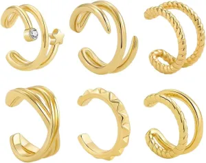 New 2026 Unisex Stainles Stell Gold Color Ear Cuff Cartilage Wrap Earrings Non-Piercing Bones Spiral Clip Set For Women Men Jewelry Gift Fashion Trendy Accessories Creative For Women And Men