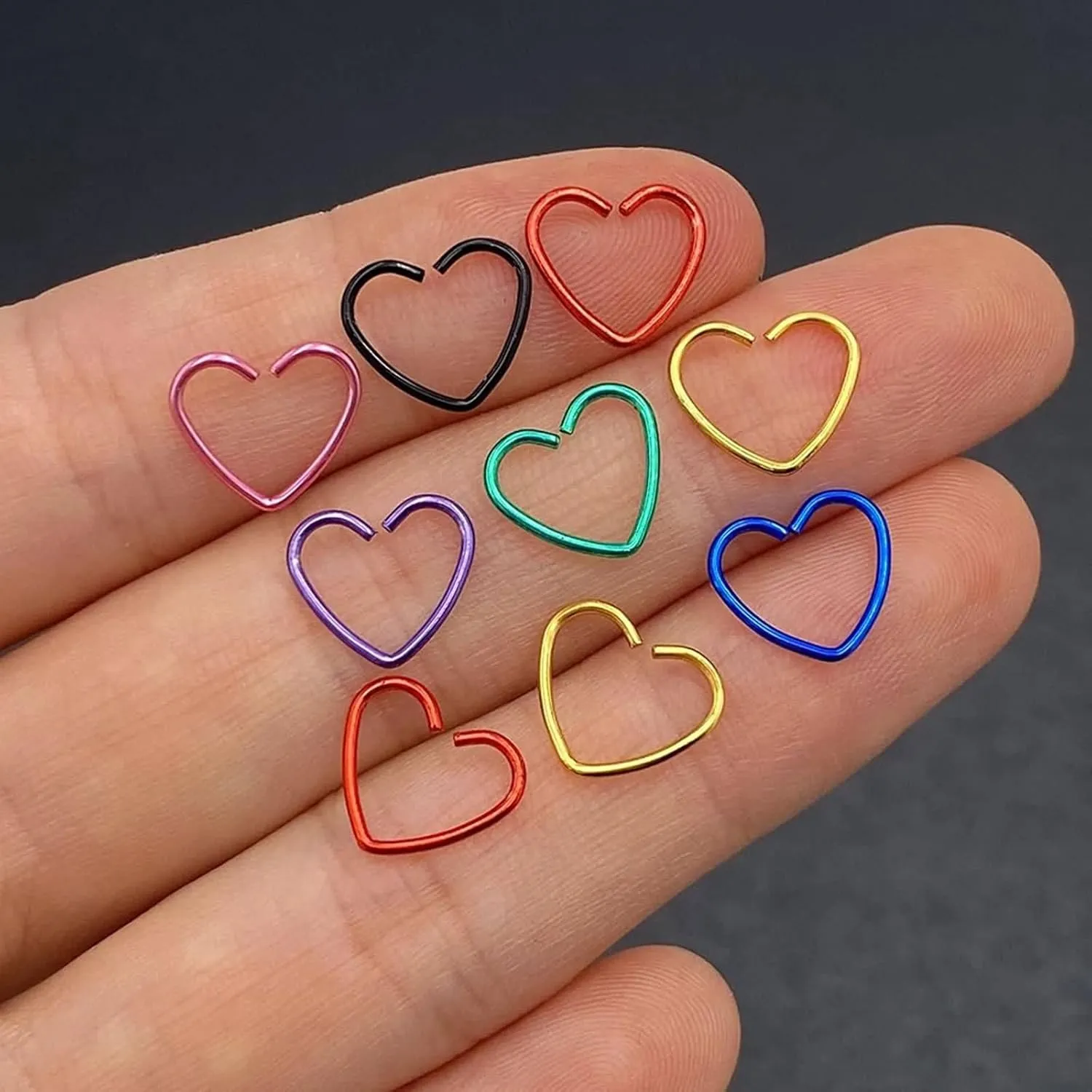 Nose Piercing Jewelry Surgical Steel, Cute Nipple Rings Heart Belly 10Pcs Set Women Men Gift