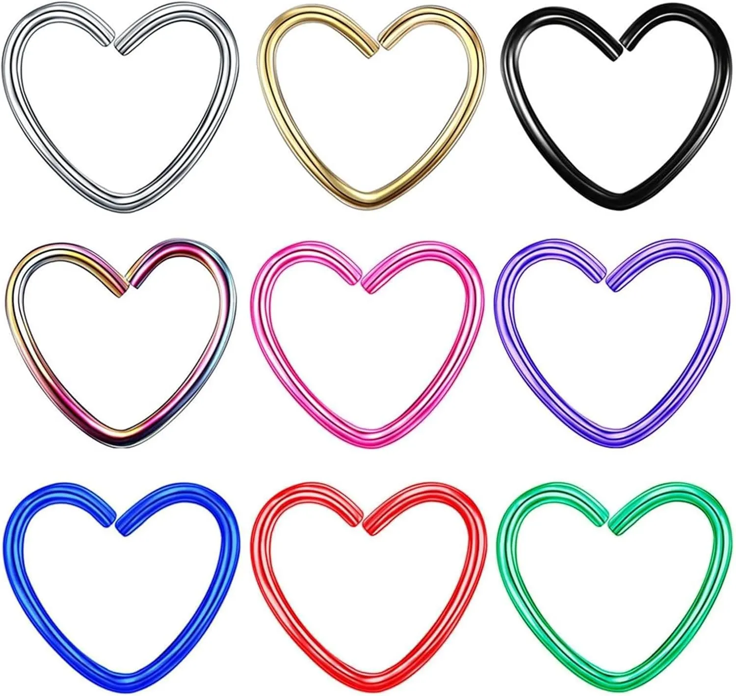 Nose Piercing Jewelry Surgical Steel, Cute Nipple Rings Heart Belly 10Pcs Set Women Men Gift