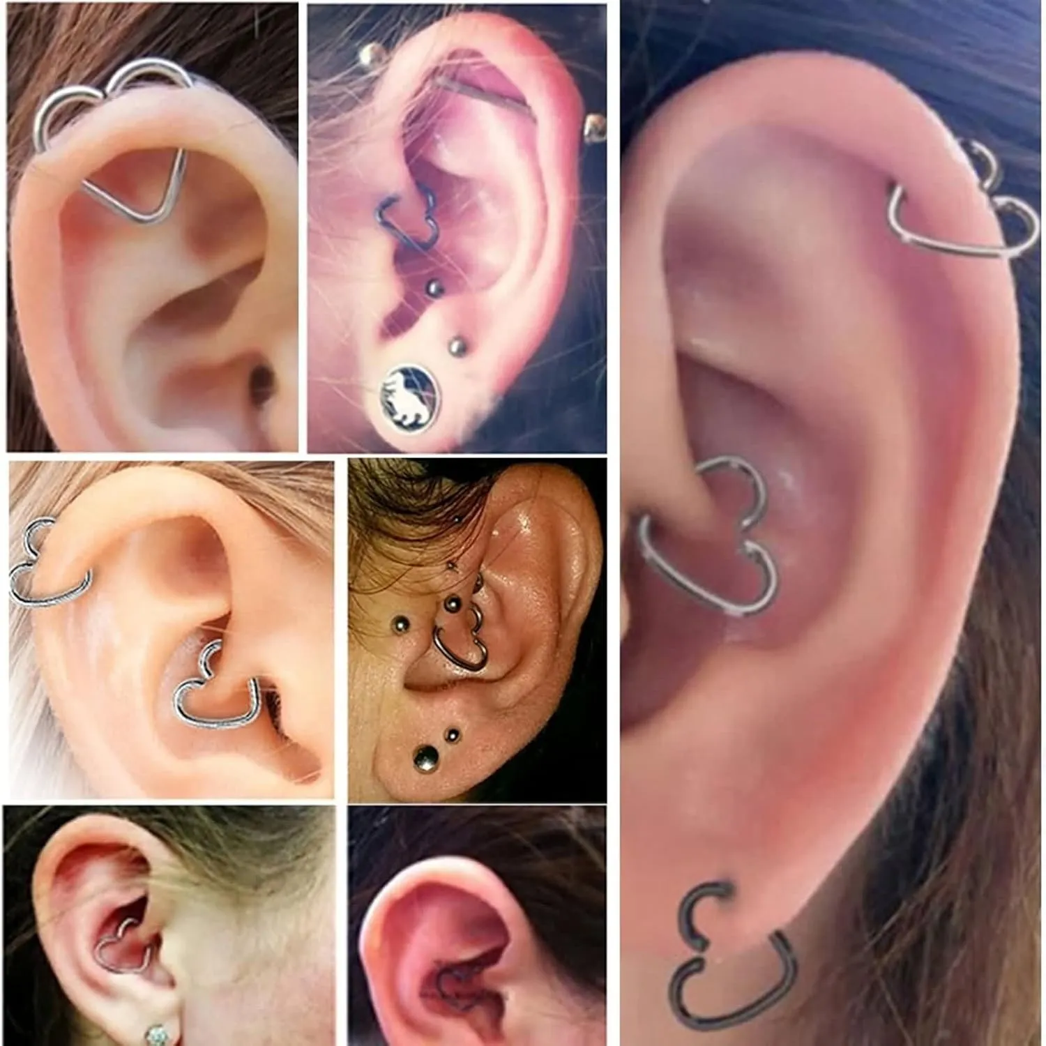 Nose Piercing Jewelry Surgical Steel, Cute Nipple Rings Heart Belly 10Pcs Set Women Men Gift