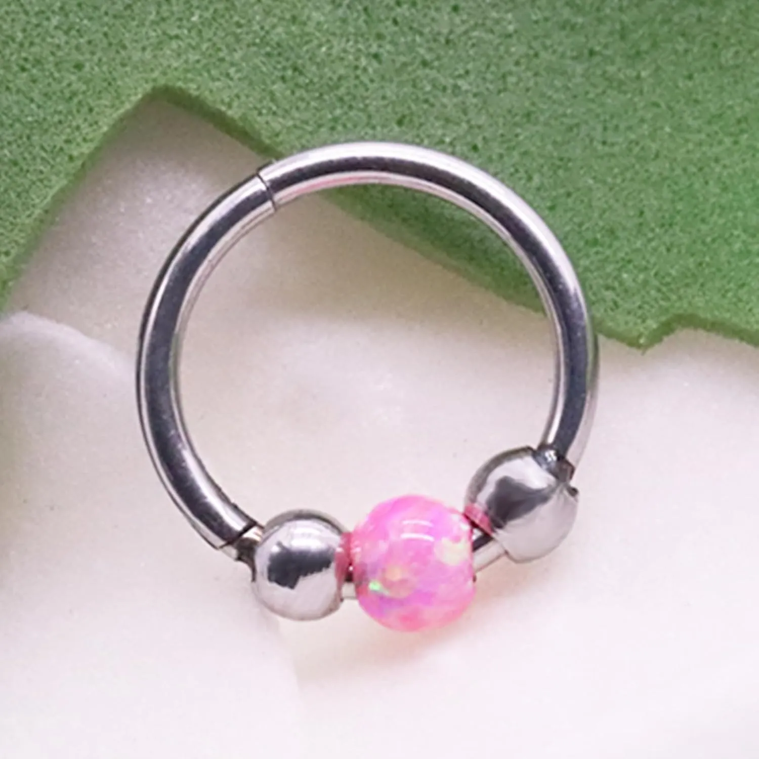 Nose Rings Hoops 316L Surgical Steel Septum Hoop Nose Ring Opal Nose Piercings Jewelry 18G Hinged Helix Rook Conch Cartilage Daith Tragus Earring for Women Men