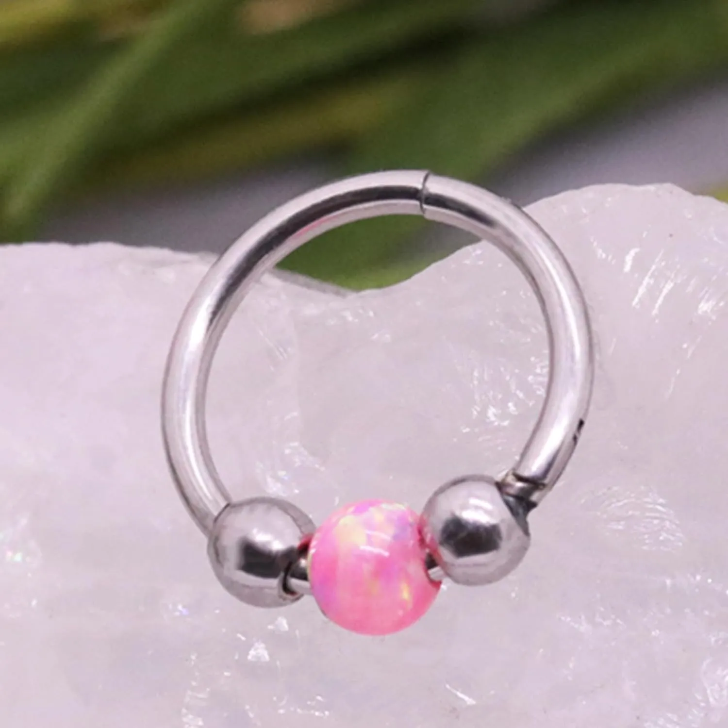 Nose Rings Hoops 316L Surgical Steel Septum Hoop Nose Ring Opal Nose Piercings Jewelry 18G Hinged Helix Rook Conch Cartilage Daith Tragus Earring for Women Men