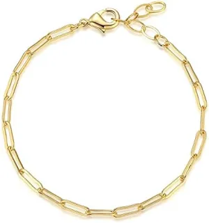 Nossa Womens 18K Yellow Gold Plated Paperclip Chain Necklace Gold 2mm 3mm | Trending Gold Necklace Matching Bracelets | Mini Layering Chains Choker 12-18'' Hypoallergenic