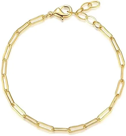 Nossa Womens 18K Yellow Gold Plated Paperclip Chain Necklace Gold 2mm 3mm | Trending Gold Necklace Matching Bracelets | Mini Layering Chains Choker 12-18'' Hypoallergenic