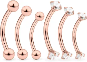 Ocptiy 16G Rook Piercing Jewelry Eyebrow Rings Hypoallergenic Surgical Steel Vertical Lip Labret Belly Snake Eye Tongue Ring Daith Earring Piercing Jewelry for Men Women Curved Barbells 6mm 8mm 10mm