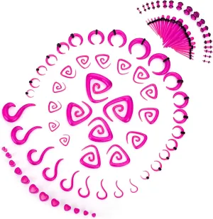 ORAZIO 93 Pcs Ear Gauges Stretching Kit 14G-00G Ear Gauges Expander Set Acrylic Spiral Tapers and Plugs Gauges for Ears Silicone Snail Tunnels Horseshoes Body Piercing Jewelry Set