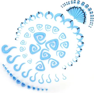 ORAZIO 93 Pcs Ear Gauges Stretching Kit 14G-00G Ear Gauges Expander Set Acrylic Spiral Tapers and Plugs Gauges for Ears Silicone Snail Tunnels Horseshoes Body Piercing Jewelry Set