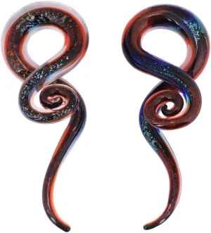 Oyaface 2pcs Glass Spiral Ear Plugs Expander Tunnels Ear Piercing Jewelry 4g-9/16 (Red quicksand-4g(5mm))