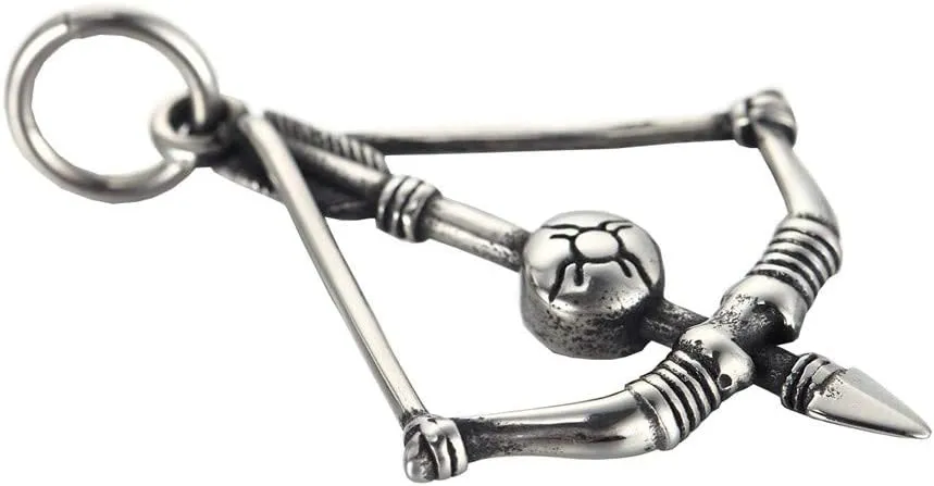 PAMTIER Men's Stainless Steel Vintage Bow and Arrow Necklace Archery Sagittarius