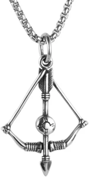PAMTIER Men's Stainless Steel Vintage Bow and Arrow Necklace Archery Sagittarius