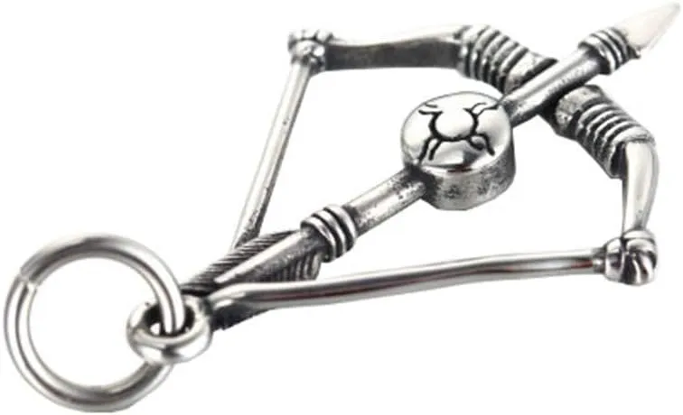 PAMTIER Men's Stainless Steel Vintage Bow and Arrow Necklace Archery Sagittarius