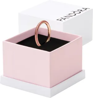 Pandora Red Pav Ring - Rose Gold Ring - Layering or Stackable Ring -14k Rose Gold-Plated - Gift for Her - Jewelry for Women with Gift Box