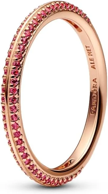 Pandora Red Pav Ring - Rose Gold Ring - Layering or Stackable Ring -14k Rose Gold-Plated - Gift for Her - Jewelry for Women with Gift Box