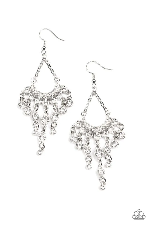 Paparazzi Earring ~ Commanding Candescence - White