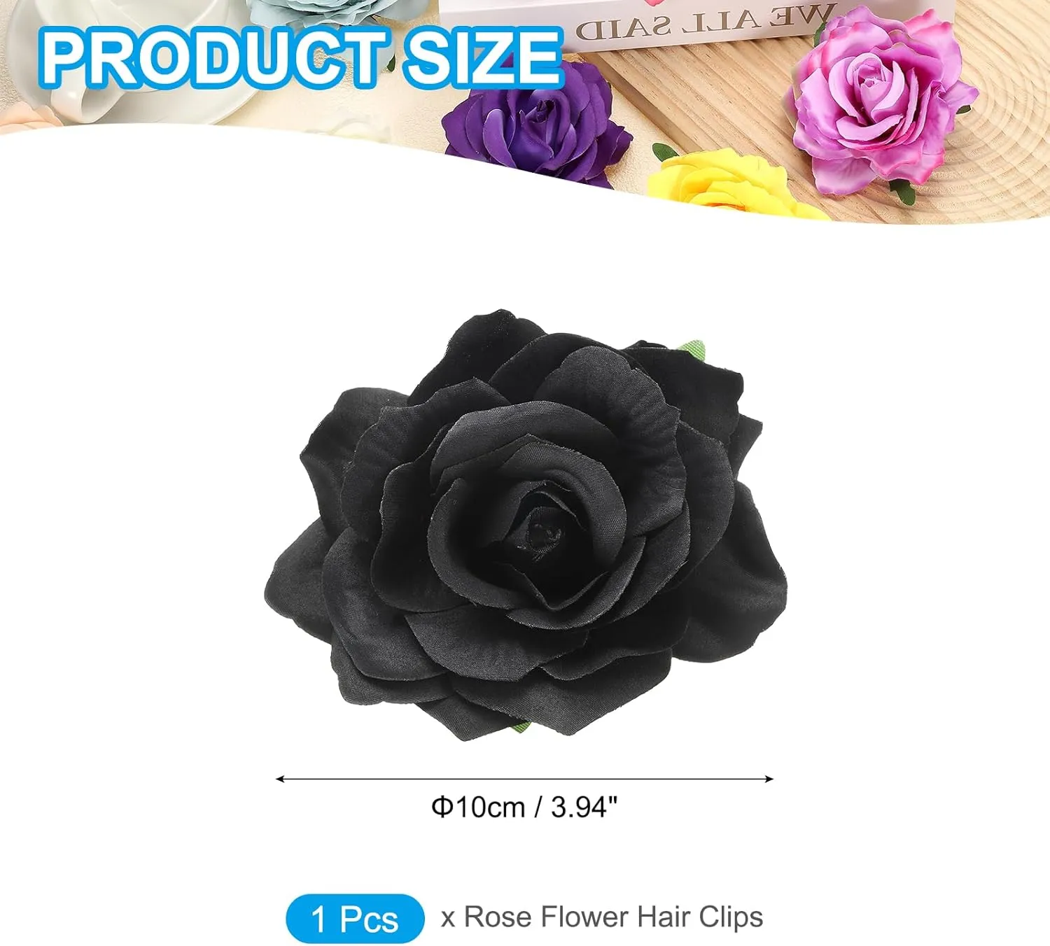 PATIKIL Rose Boho Hair Clips, Fabric Flower Brooch Pins for Women Wedding Party Dance Dress Clothes Accessories Valentine's Day Gifts