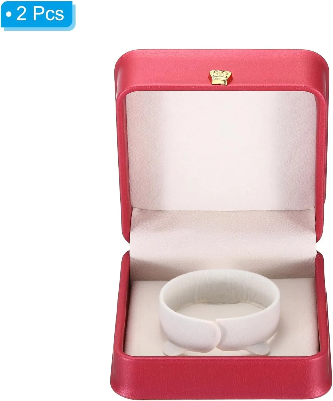 PATIKIL Velvet Bracelet Box, 2 Pack Vintage Jewelry Holder for Wedding Engagement Proposal Ceremony Anniversary Style 3, Red