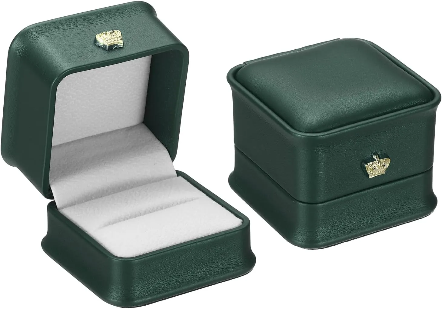 PATIKIL Velvet Ring Box, 2 Pack Wedding Ring Box Vintage Jewelry Holder for Engagement Proposal Ceremony Anniversary Style 4, Green